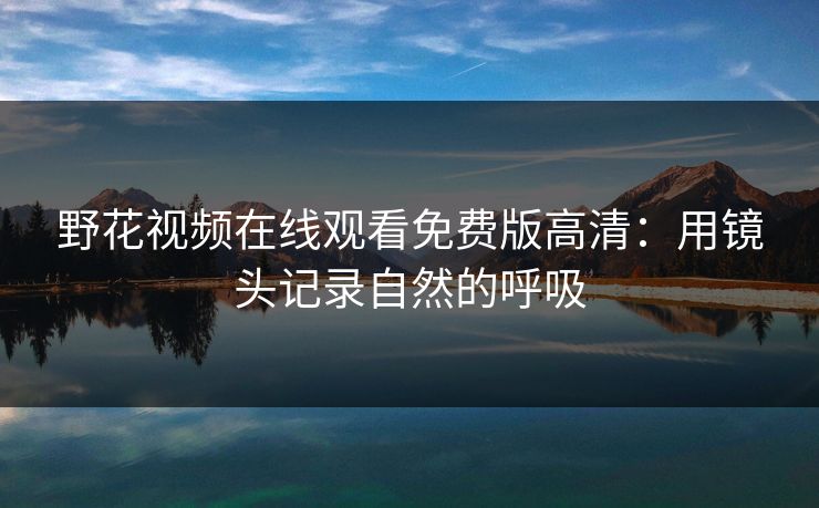 野花视频在线观看免费版高清：用镜头记录自然的呼吸