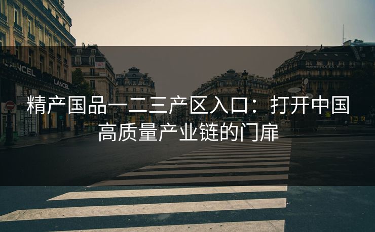 精产国品一二三产区入口：打开中国高质量产业链的门扉