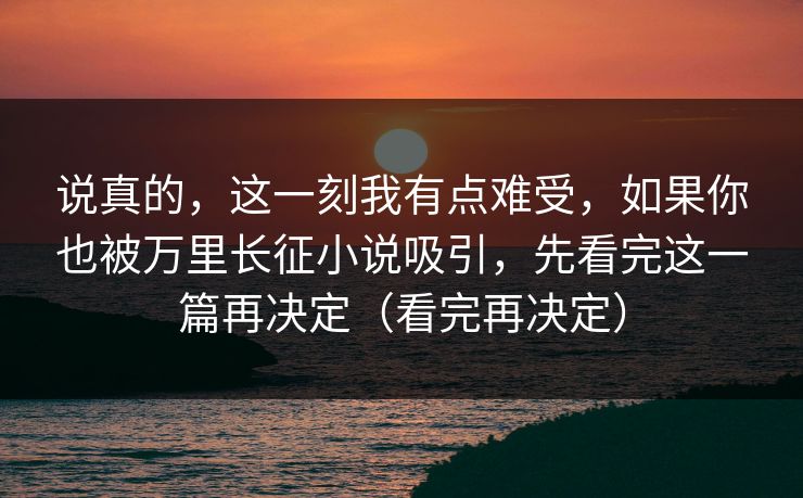 说真的,这一刻我有点难受,如果你也被万里长征小说吸引,先看完这一篇再决定(看完再决定) 说真的,这一刻我有点难受,如果你也被万里长征小说吸引,先看完这一篇再决定(看完再决定)