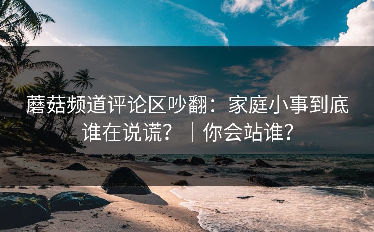 蘑菇频道评论区吵翻：家庭小事到底谁在说谎？｜你会站谁？